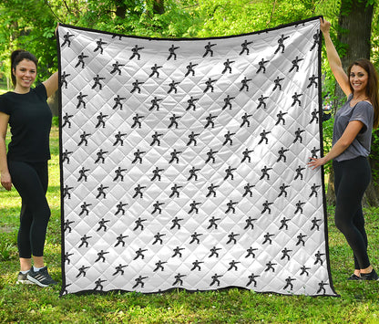 Karate Fighter Pattern Print Quilt