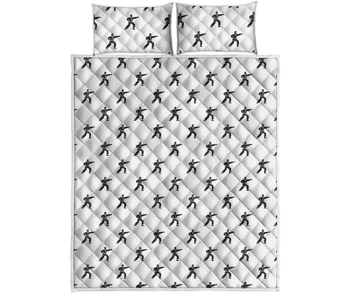Karate Fighter Pattern Print Quilt Bed Set