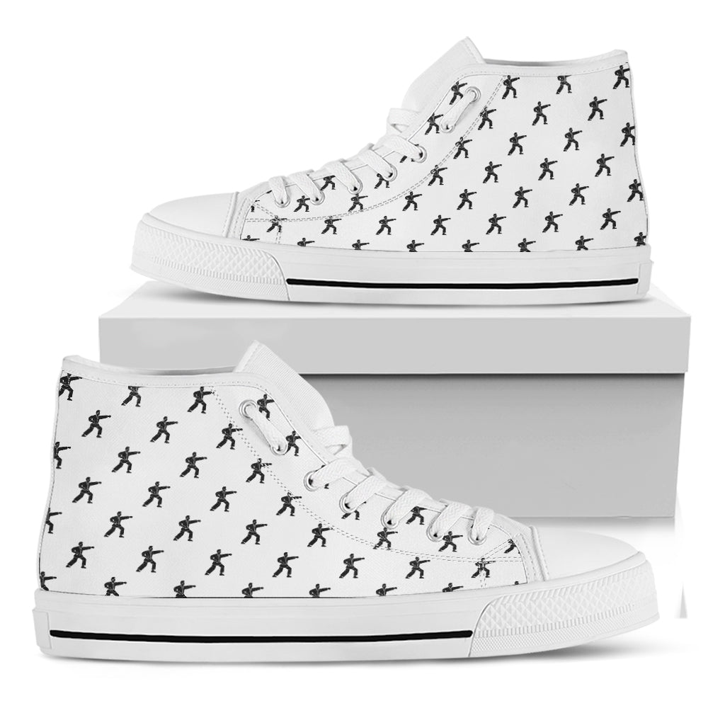 Karate Fighter Pattern Print White High Top Shoes