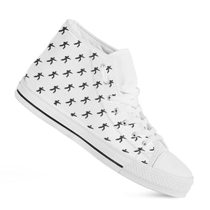 Karate Fighter Pattern Print White High Top Shoes