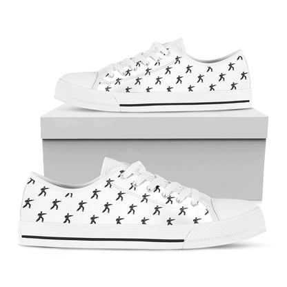 Karate Fighter Pattern Print White Low Top Shoes