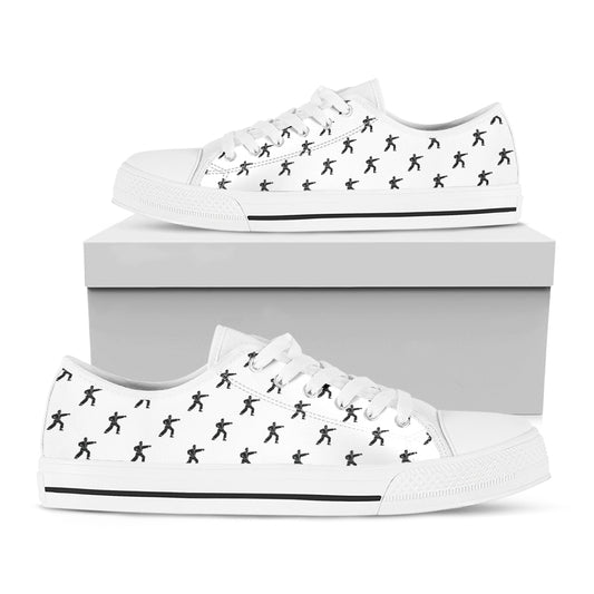 Karate Fighter Pattern Print White Low Top Shoes