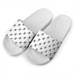 Karate Fighter Pattern Print White Slide Sandals