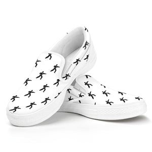 Karate Fighter Pattern Print White Slip On Shoes