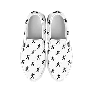 Karate Fighter Pattern Print White Slip On Shoes