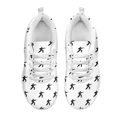 Karate Fighter Pattern Print White Sneakers
