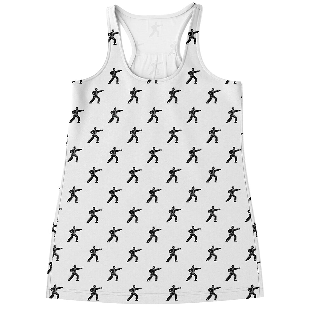 Karate Fighter Pattern Print Women's Racerback Tank Top