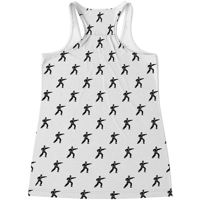 Karate Fighter Pattern Print Women's Racerback Tank Top