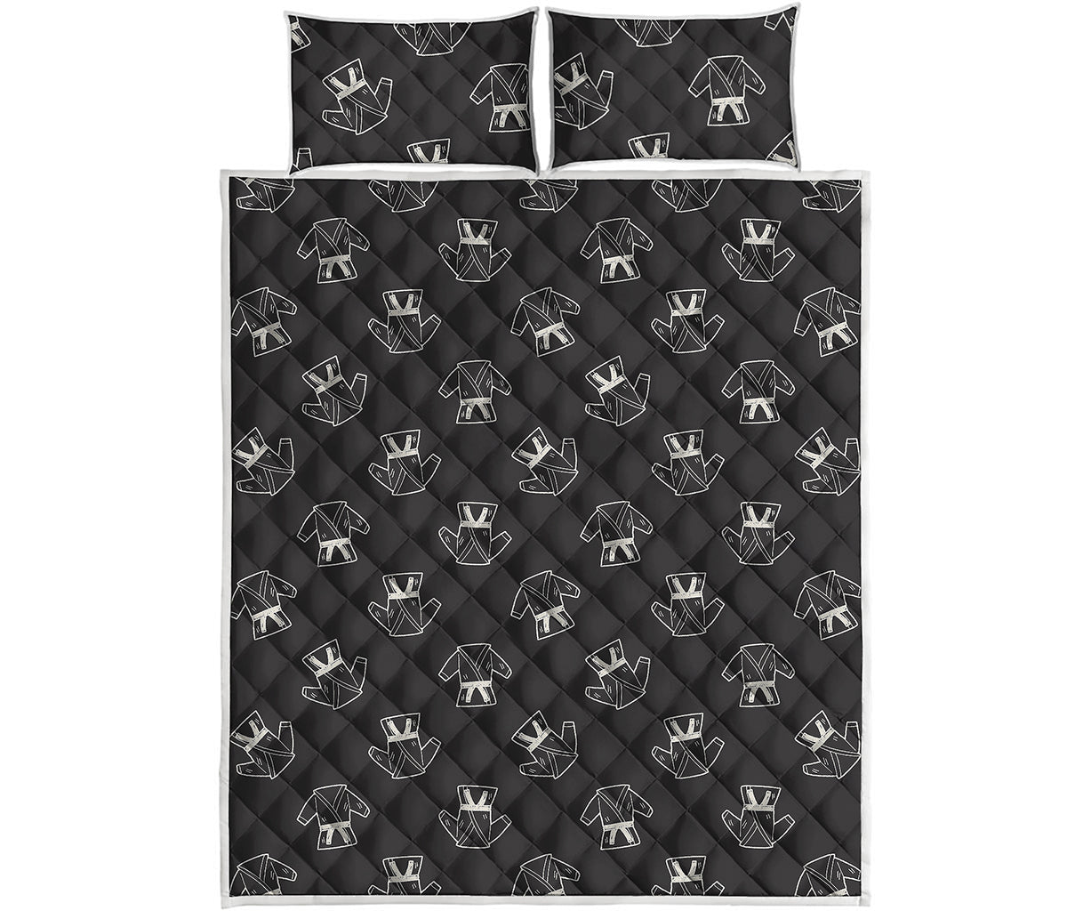 Karate Gi Pattern Print Quilt Bed Set