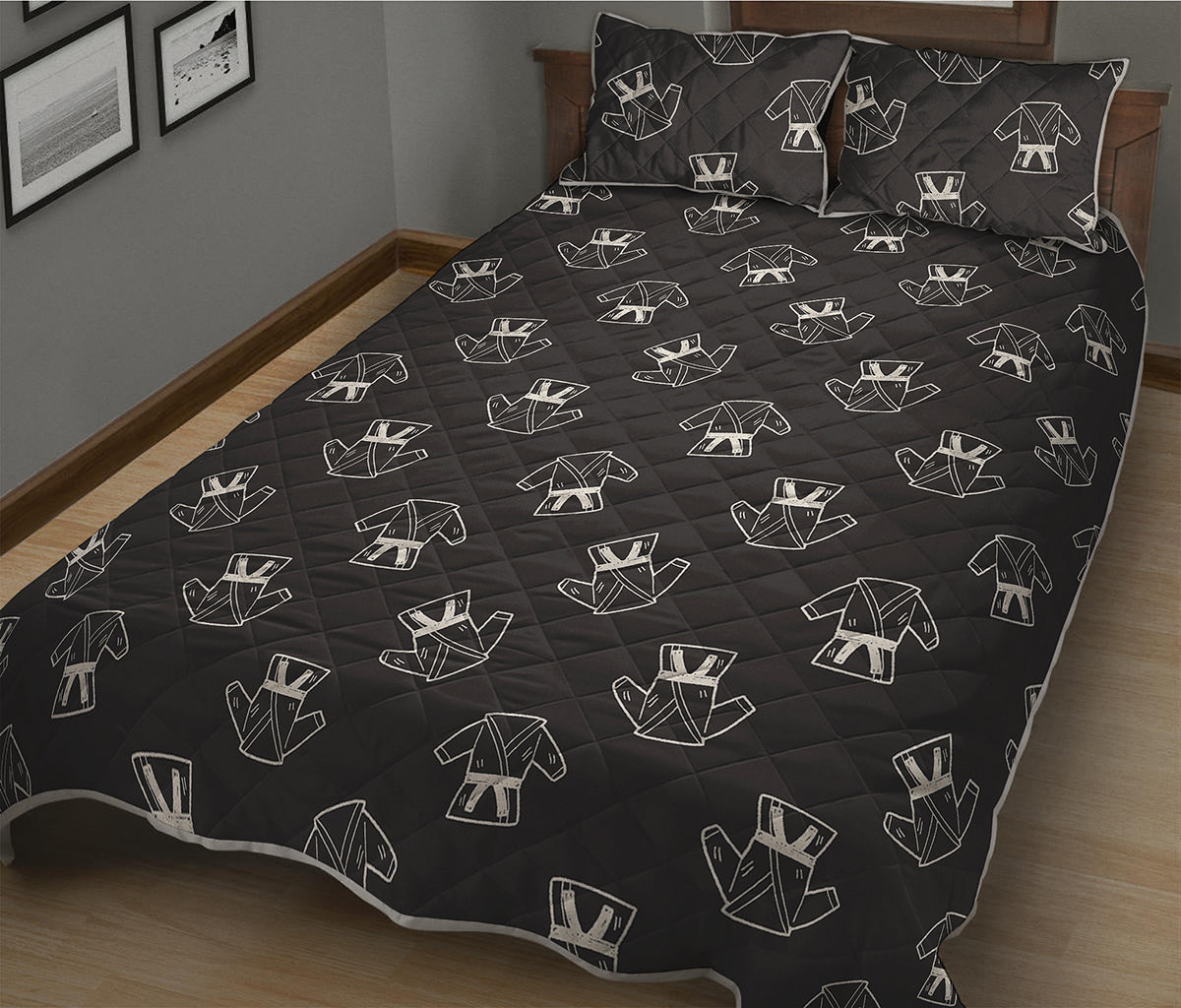 Karate Gi Pattern Print Quilt Bed Set