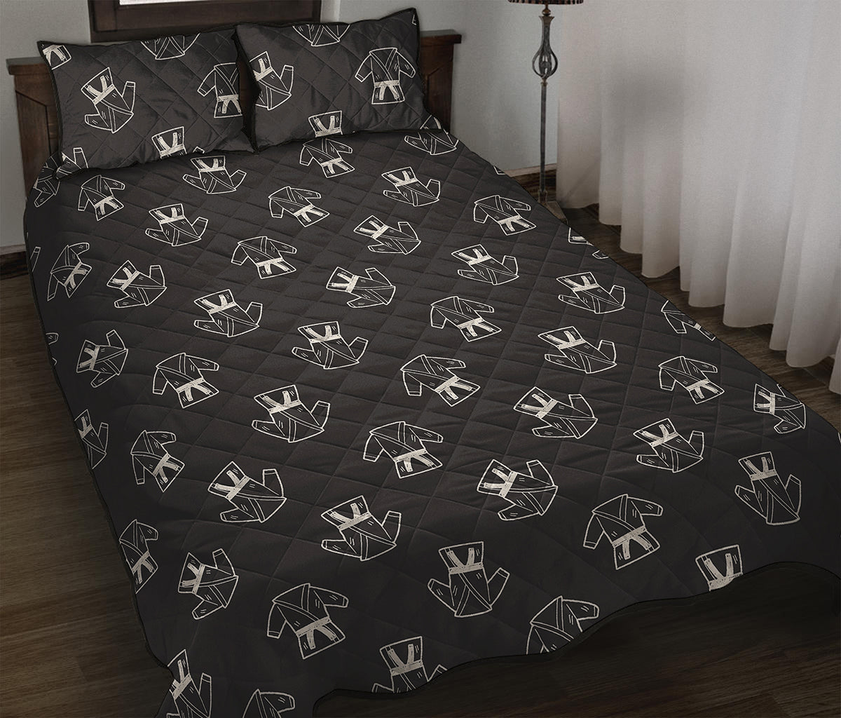Karate Gi Pattern Print Quilt Bed Set