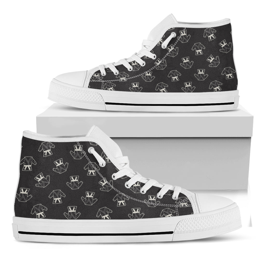 Karate Gi Pattern Print White High Top Shoes