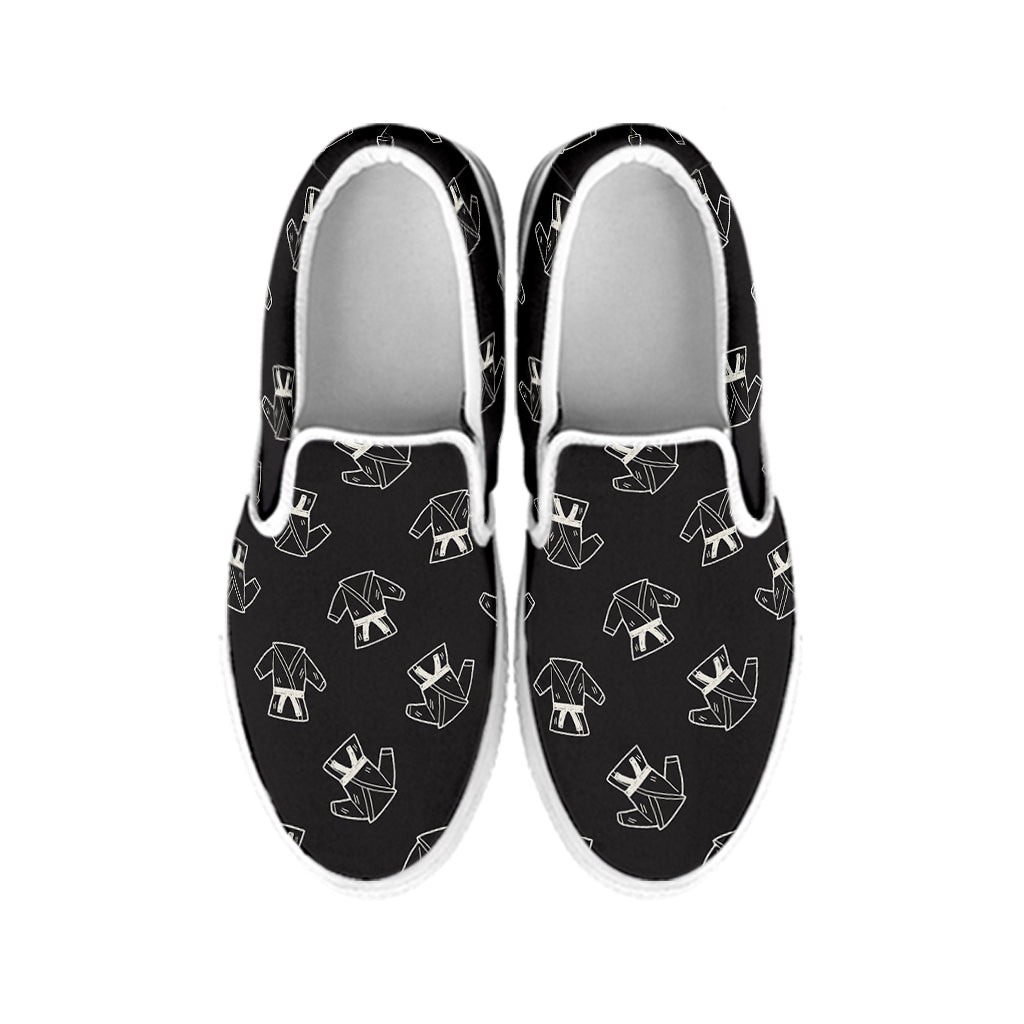 Karate Gi Pattern Print White Slip On Shoes