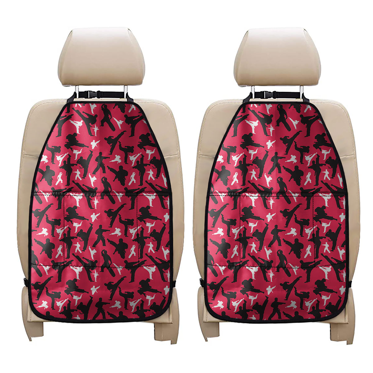 Karate Pattern Print Car Seat Organizers