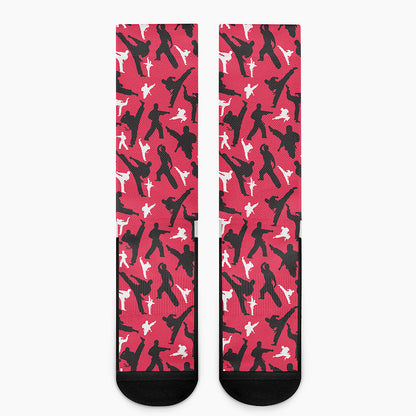 Karate Pattern Print Crew Socks