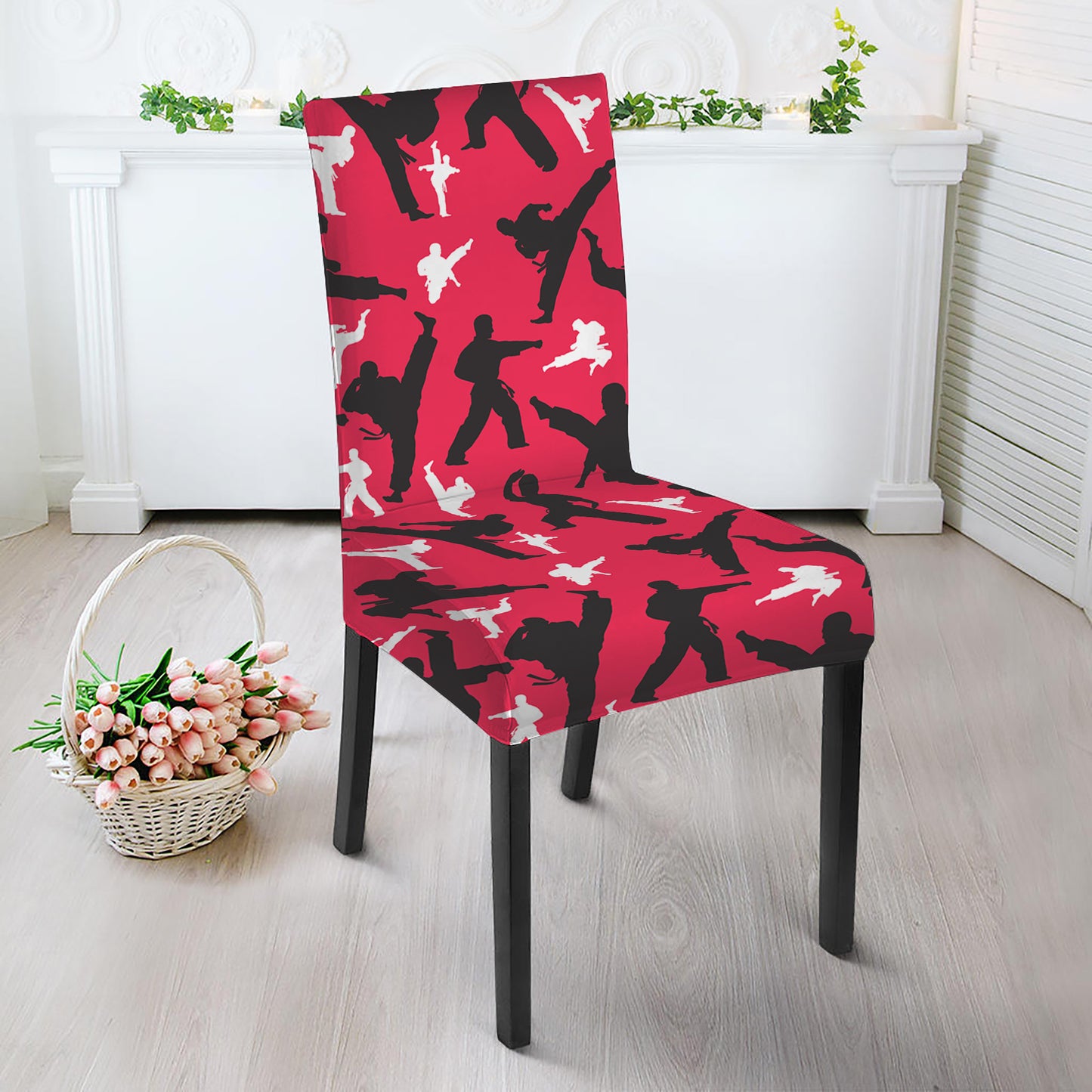 Karate Pattern Print Dining Chair Slipcover