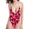 Karate Pattern Print One Piece High Cut Swimsuit