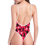 Karate Pattern Print One Piece High Cut Swimsuit