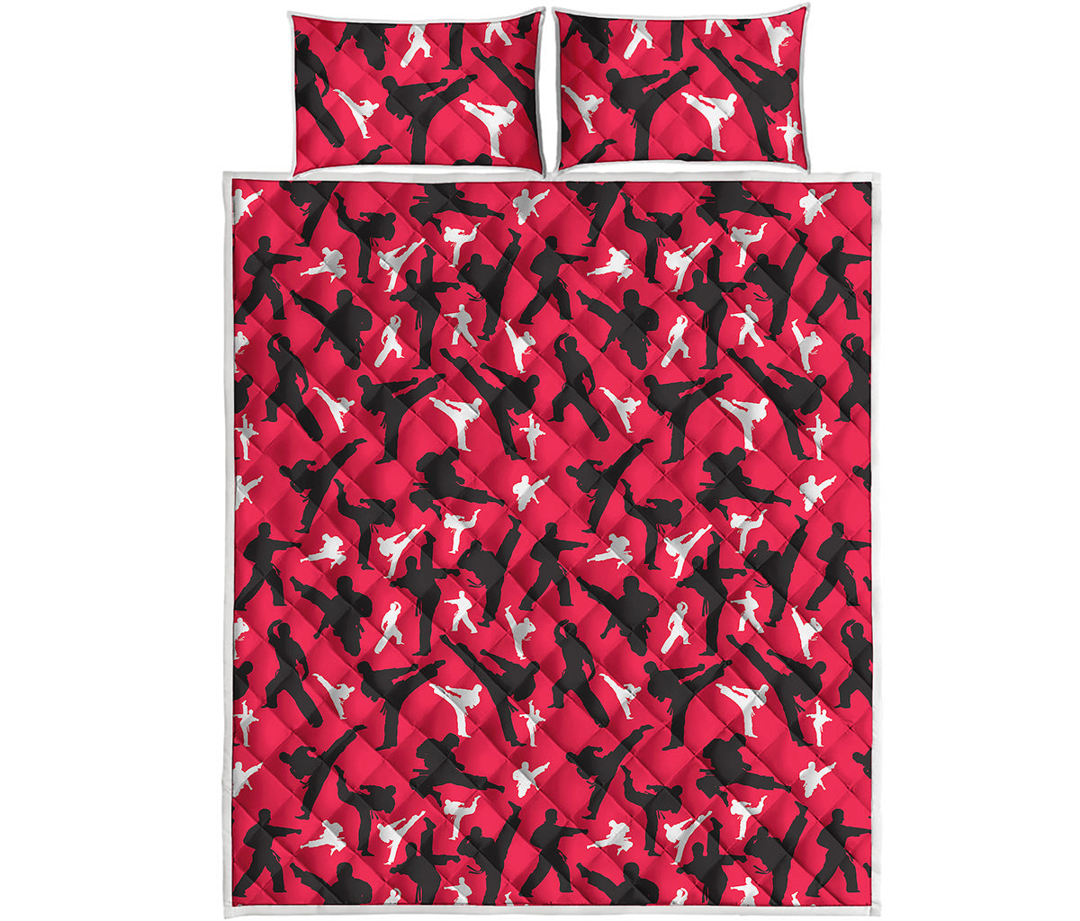 Karate Pattern Print Quilt Bed Set