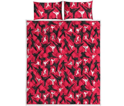 Karate Pattern Print Quilt Bed Set