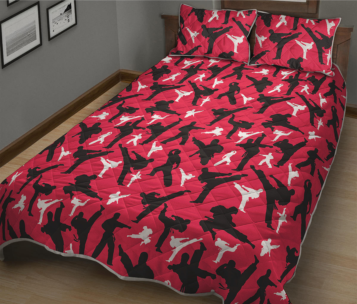 Karate Pattern Print Quilt Bed Set