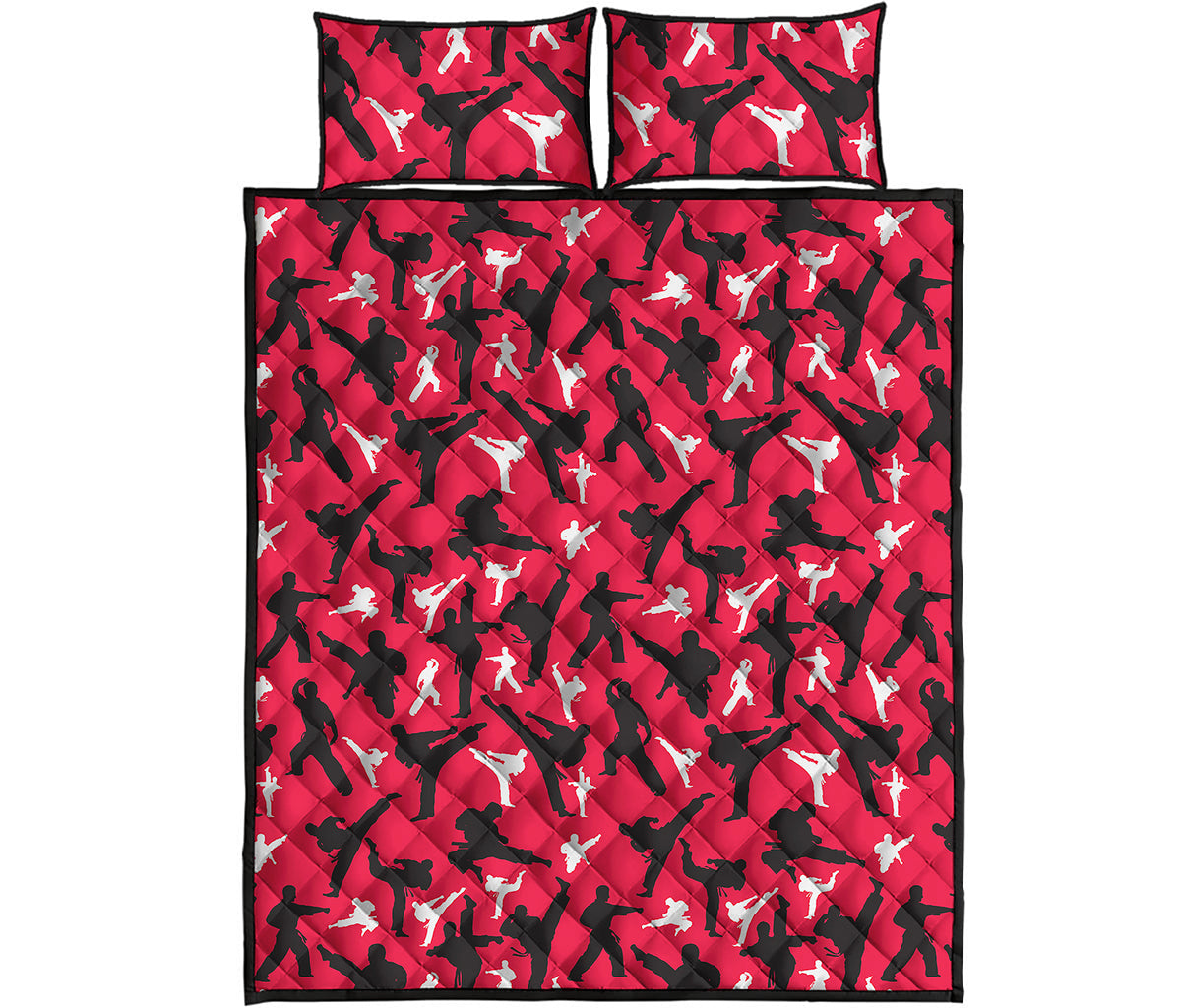 Karate Pattern Print Quilt Bed Set