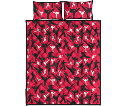 Karate Pattern Print Quilt Bed Set