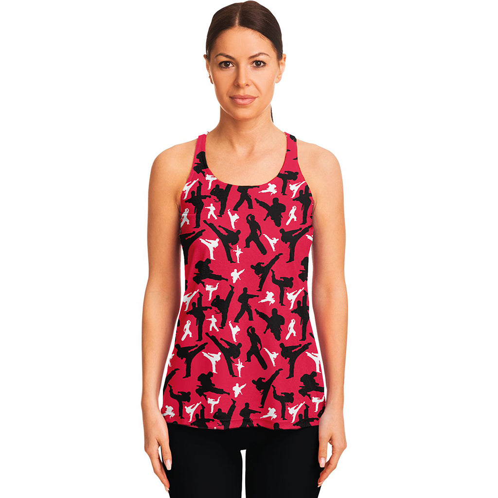 Karate Pattern Print Women's Racerback Tank Top