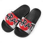 Karate Text Print Black Slide Sandals