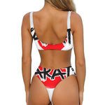 Karate Text Print Front Bow Tie Bikini