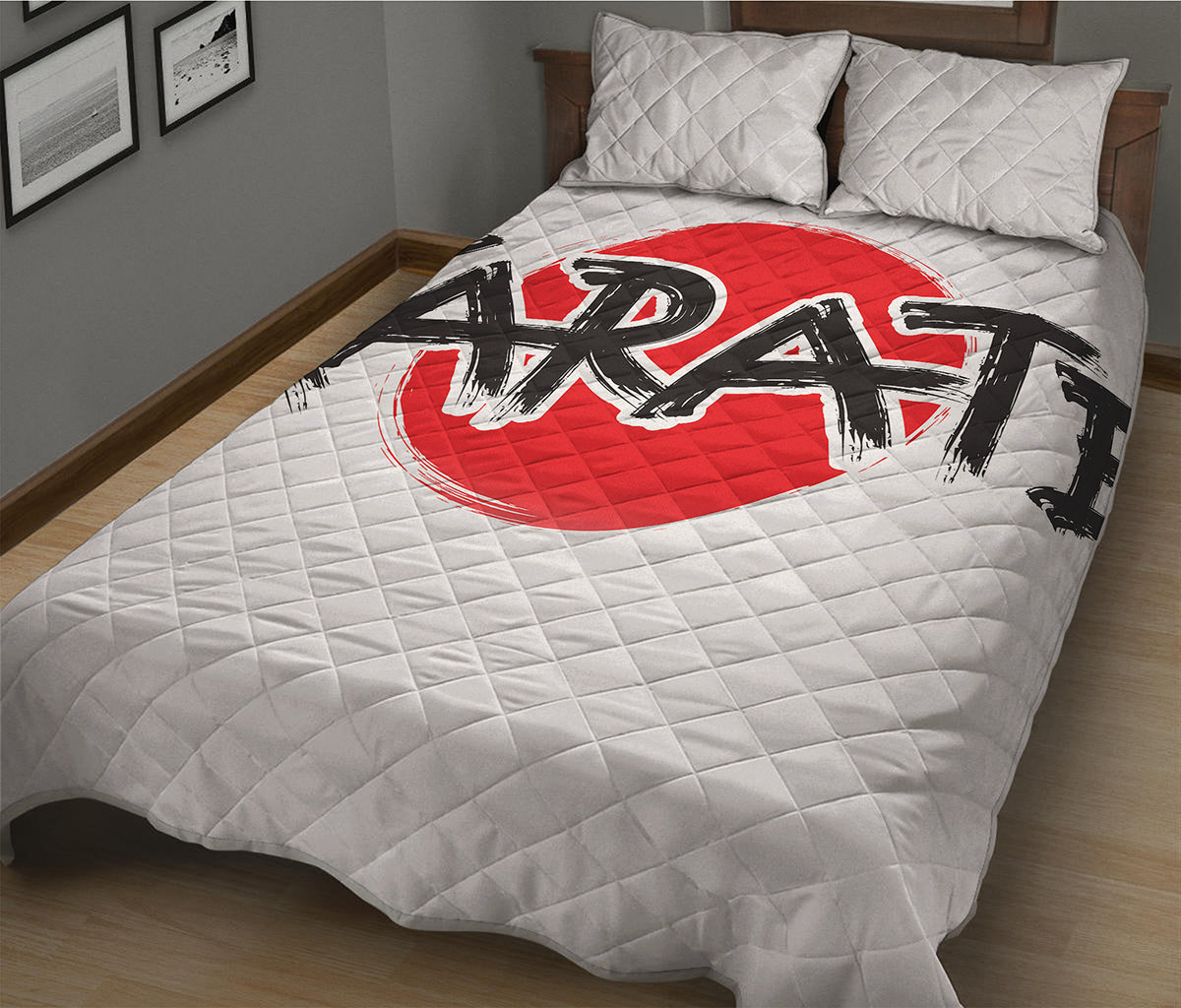 Karate Text Print Quilt Bed Set