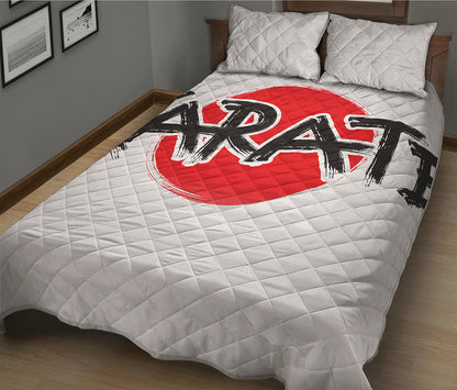 Karate Text Print Quilt Bed Set
