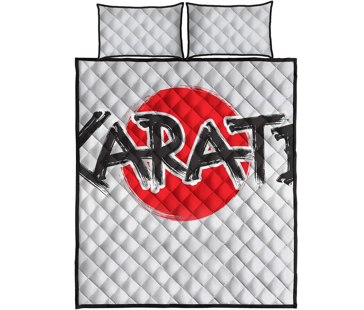 Karate Text Print Quilt Bed Set