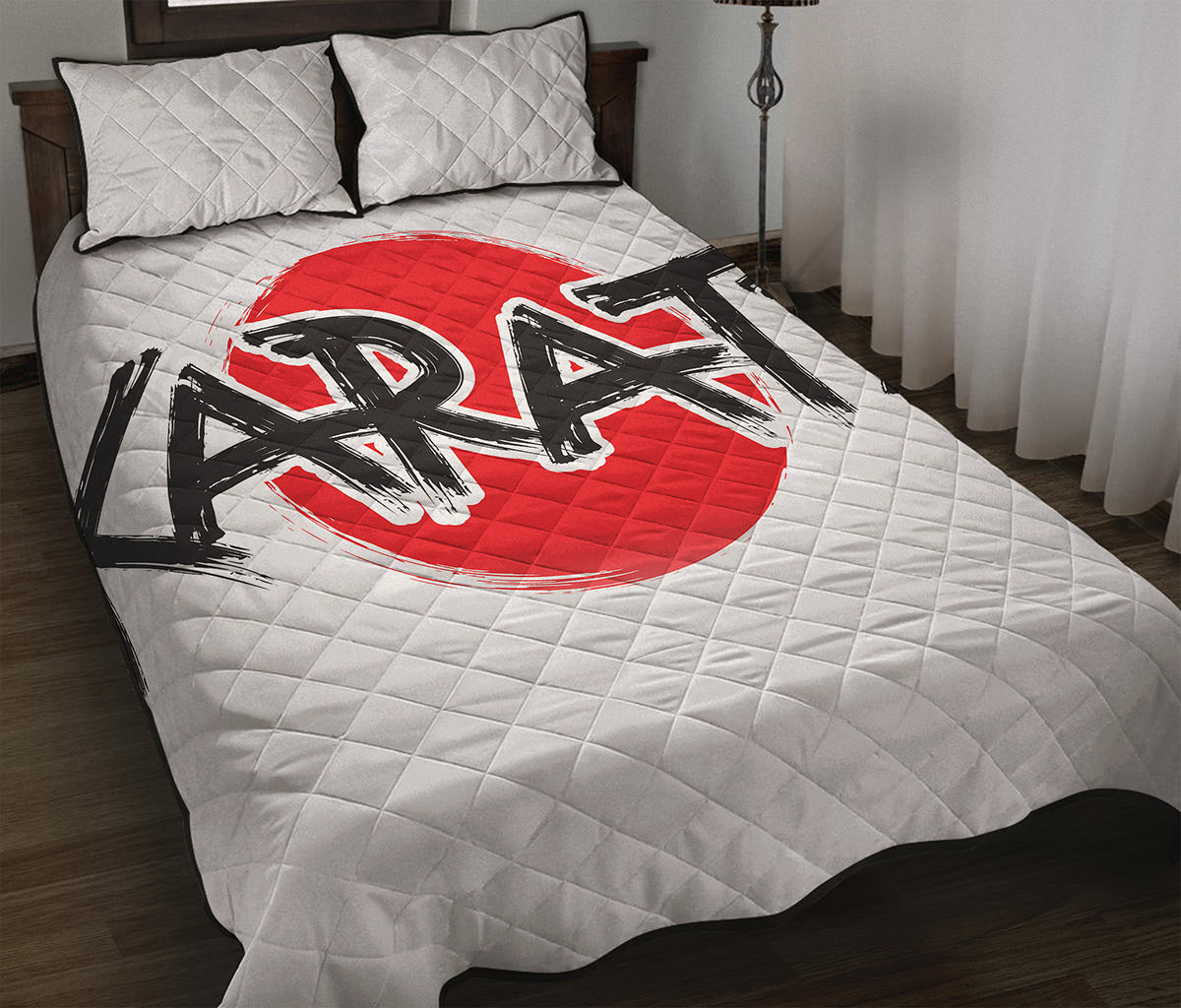 Karate Text Print Quilt Bed Set