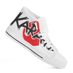 Karate Text Print White High Top Shoes