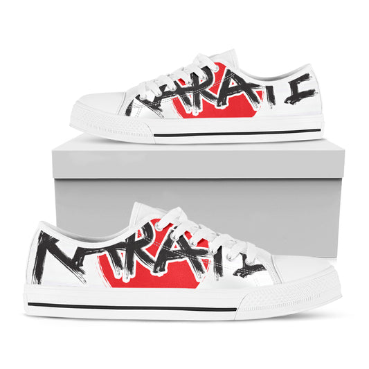Karate Text Print White Low Top Shoes