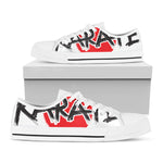 Karate Text Print White Low Top Shoes