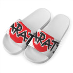 Karate Text Print White Slide Sandals