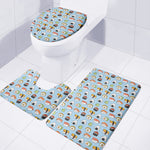 Kawaii Japanese Sushi Pattern Print 3 Piece Bath Mat Set