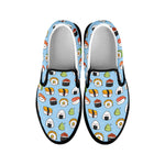 Kawaii Japanese Sushi Pattern Print Black Slip On Shoes