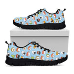 Kawaii Japanese Sushi Pattern Print Black Sneakers