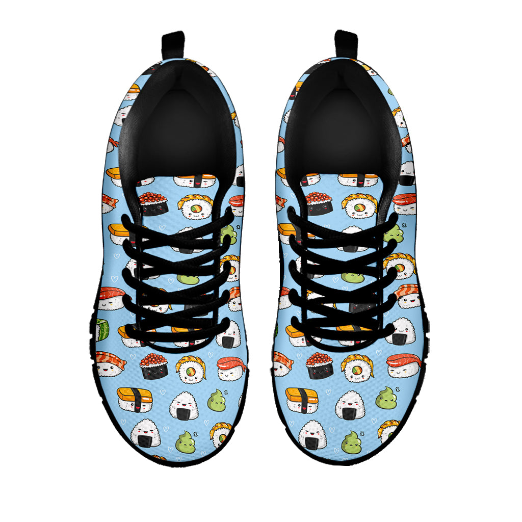 Kawaii Japanese Sushi Pattern Print Black Sneakers