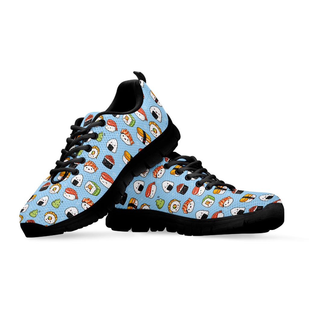 Kawaii Japanese Sushi Pattern Print Black Sneakers
