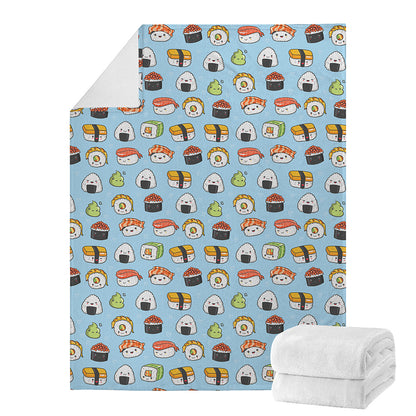 Kawaii Japanese Sushi Pattern Print Blanket