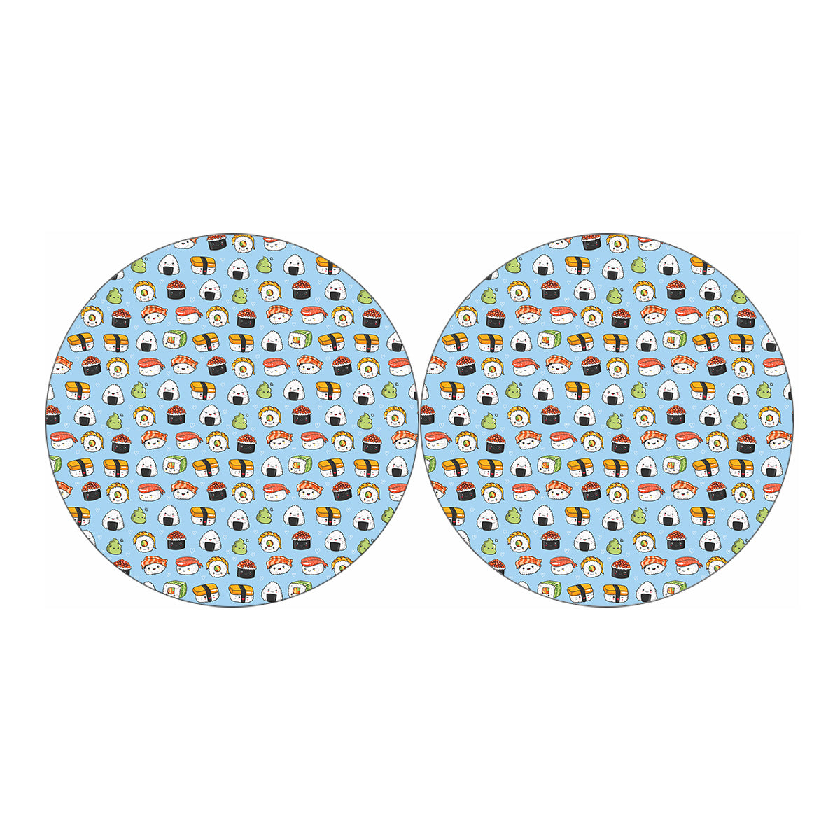 Kawaii Japanese Sushi Pattern Print Car Coasters