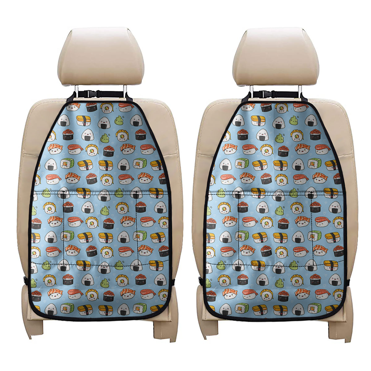 Kawaii Japanese Sushi Pattern Print Car Seat Organizers