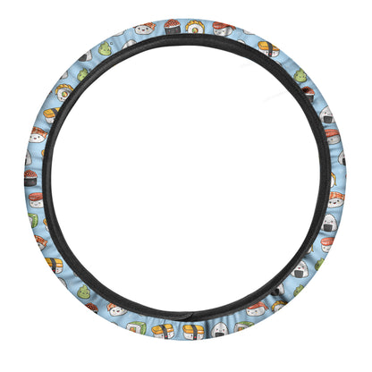Kawaii Japanese Sushi Pattern Print Car Steering Wheel Cover