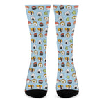 Kawaii Japanese Sushi Pattern Print Crew Socks