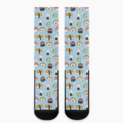 Kawaii Japanese Sushi Pattern Print Crew Socks