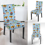 Kawaii Japanese Sushi Pattern Print Dining Chair Slipcover